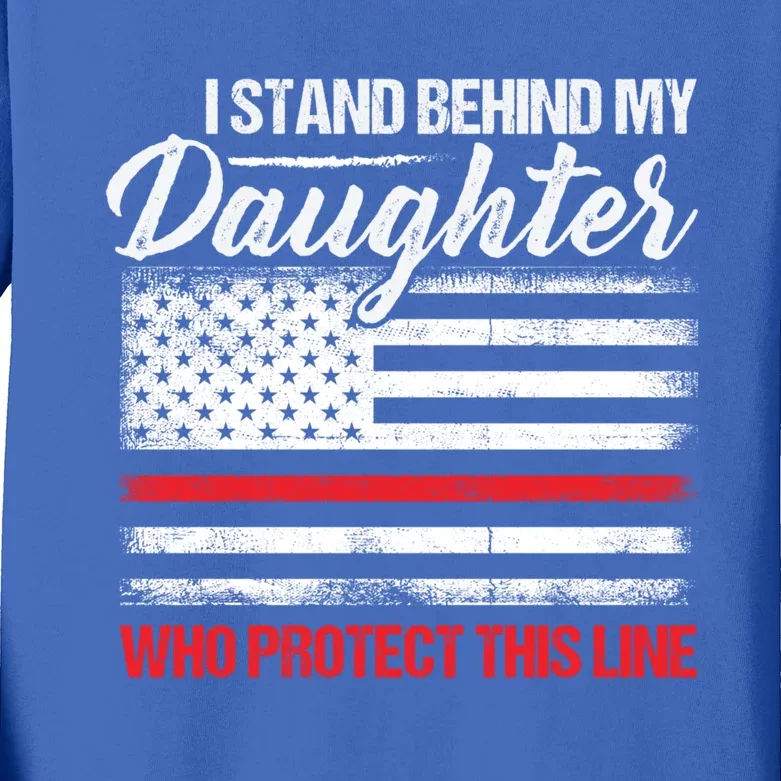 FirefighterS Mom And Dad Quote Fire Usa Flag Design Gift Kids Long Sleeve Shirt