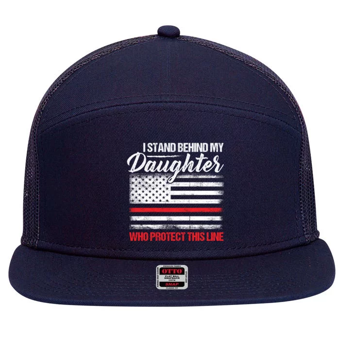 FirefighterS Mom And Dad Quote Fire Usa Flag Design Gift 7 Panel Mesh Trucker Snapback Hat