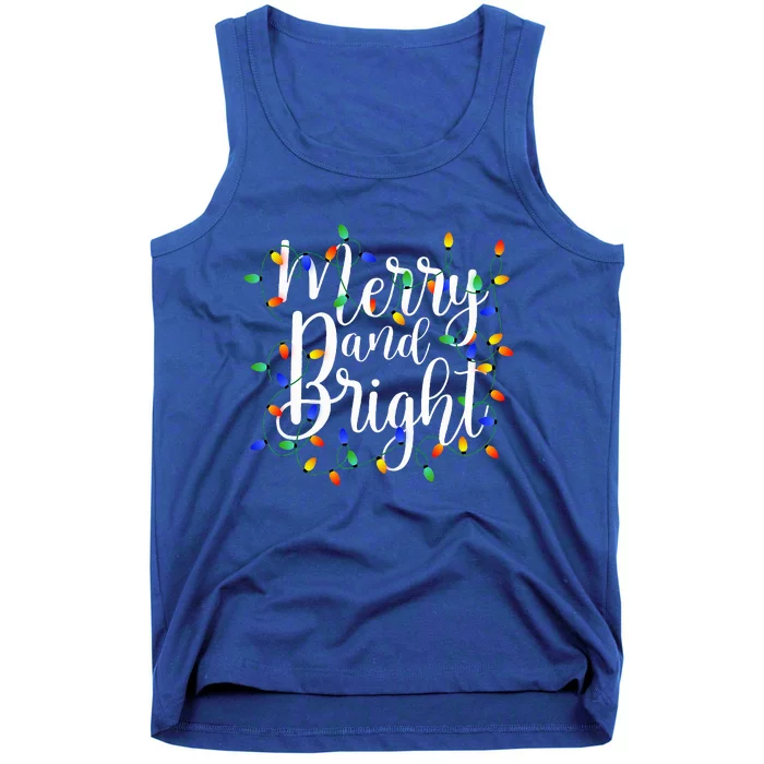 Funny Merry and Bright Christmas Lights Xmas Holiday Tank Top