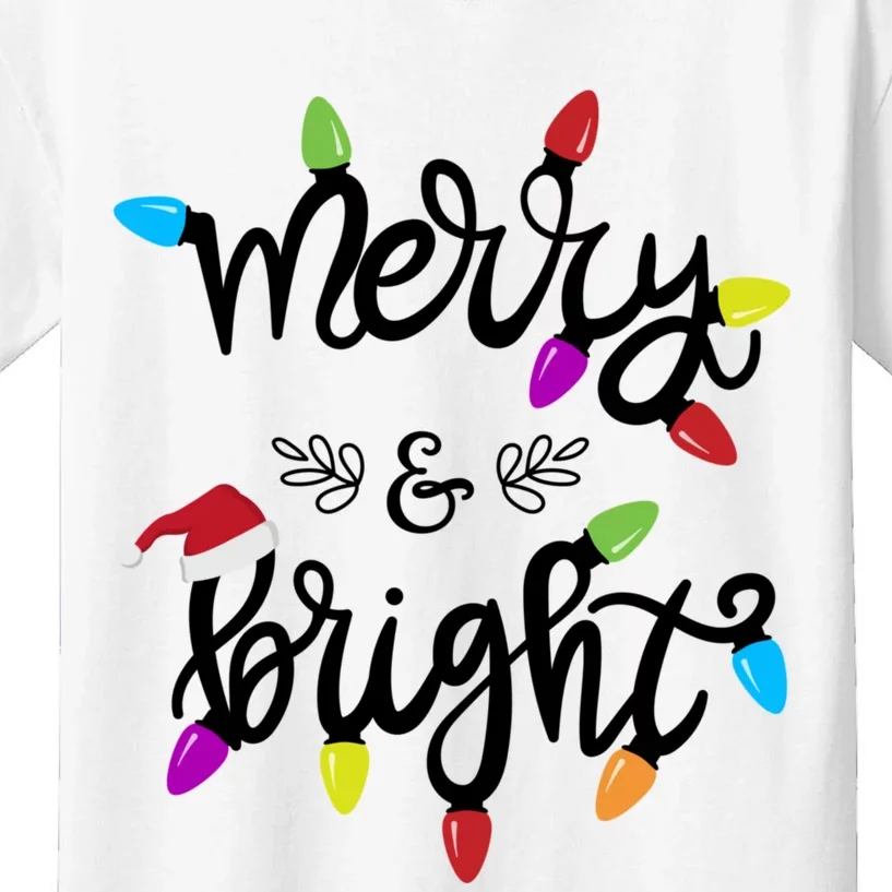 Funny Merry And Bright Christmas Lights Gift Kids T-Shirt