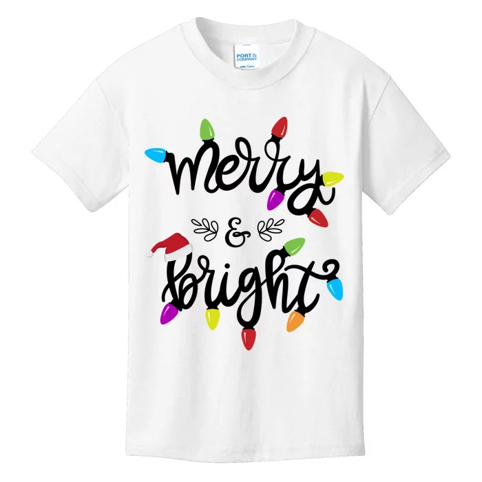 Funny Merry And Bright Christmas Lights Gift Kids T-Shirt