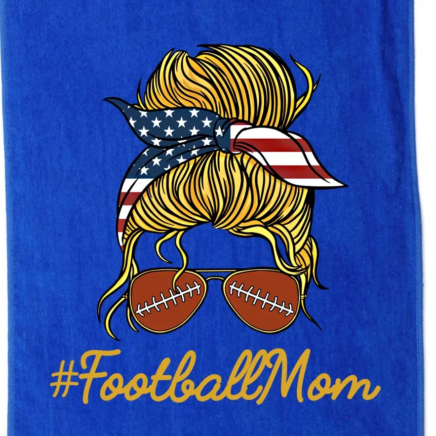 Football Mama American Football Messy Bun Football Mom Gift Platinum Collection Golf Towel