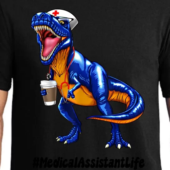 Funny Medical Assistant Life Cma Dinosaur Trex Scrub Coffee Gift Pajama Set