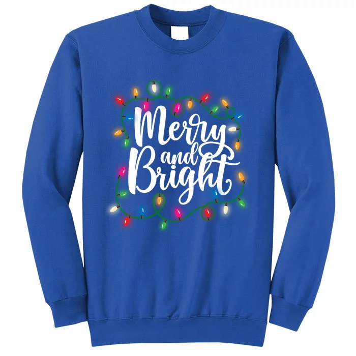 Funny Merry And Bright Christmas Lights Xmas Holiday Gift Tall Sweatshirt