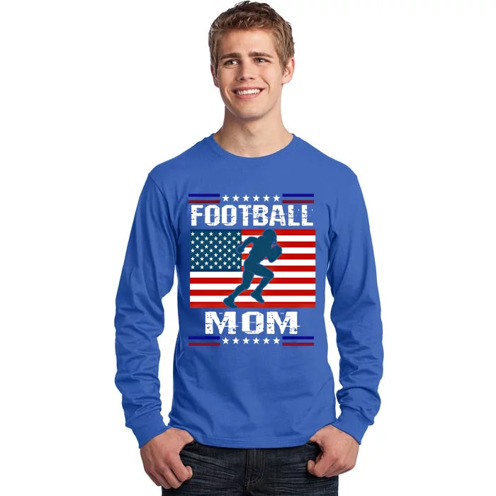 Football Mom American Flag Patriot Gift Tall Long Sleeve T-Shirt