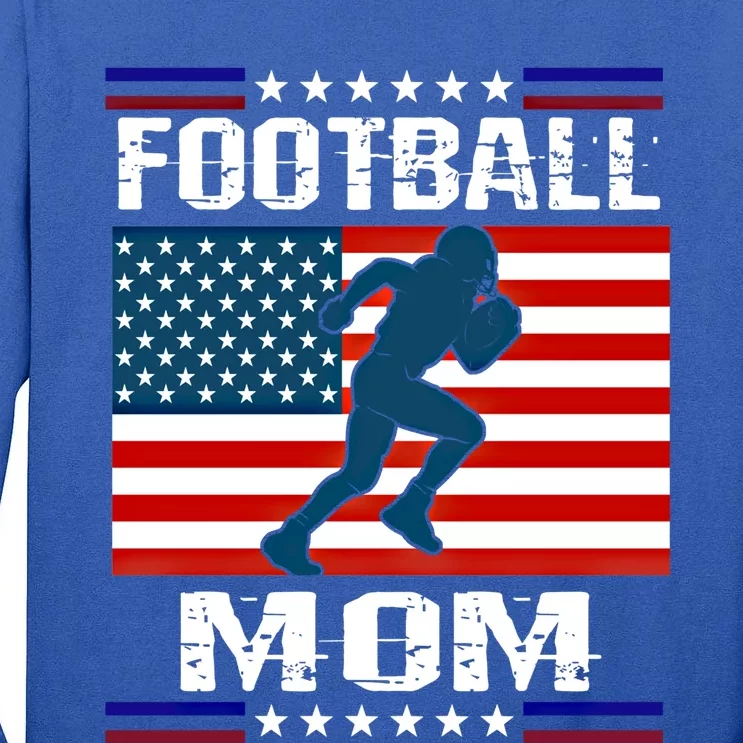 Football Mom American Flag Patriot Gift Tall Long Sleeve T-Shirt