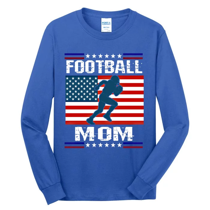 Football Mom American Flag Patriot Gift Tall Long Sleeve T-Shirt