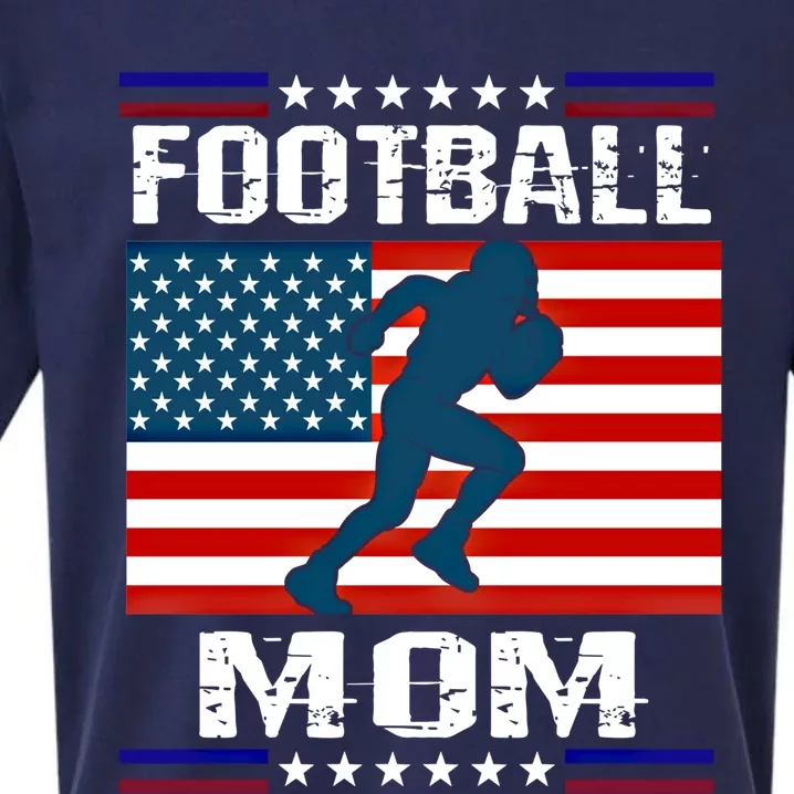 Football Mom American Flag Patriot Gift Sueded Cloud Jersey T-Shirt