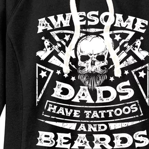 Funny Mens Awesome Dads Have Tattoos And Beards Gift Women's Fleece Hoodie