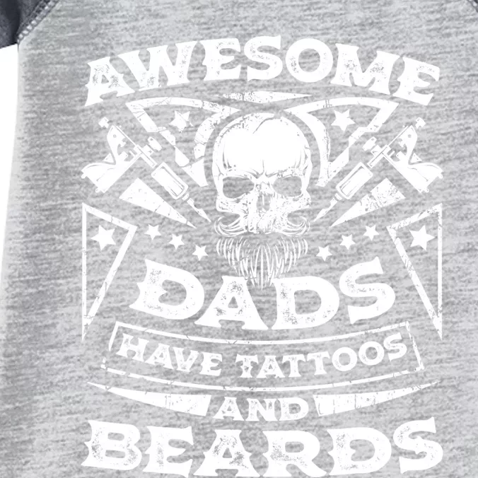 Funny Mens Awesome Dads Have Tattoos And Beards Gift Infant Baby Jersey Bodysuit