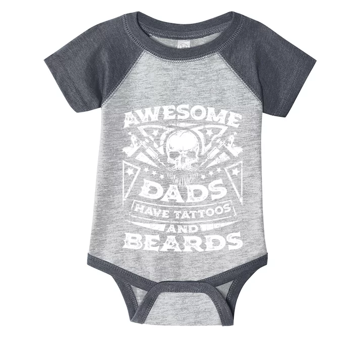 Funny Mens Awesome Dads Have Tattoos And Beards Gift Infant Baby Jersey Bodysuit