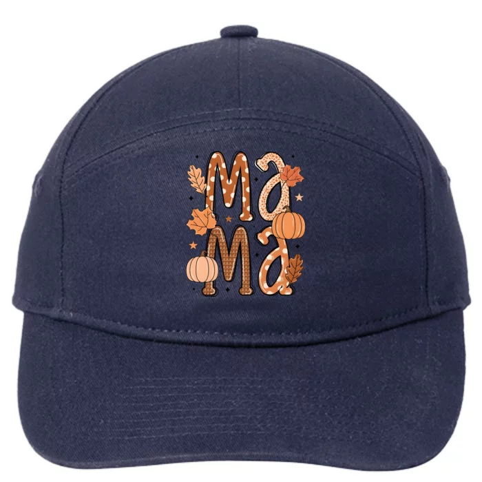 Fall Mama Autumn Leaves Pumpkin 7-Panel Snapback Hat