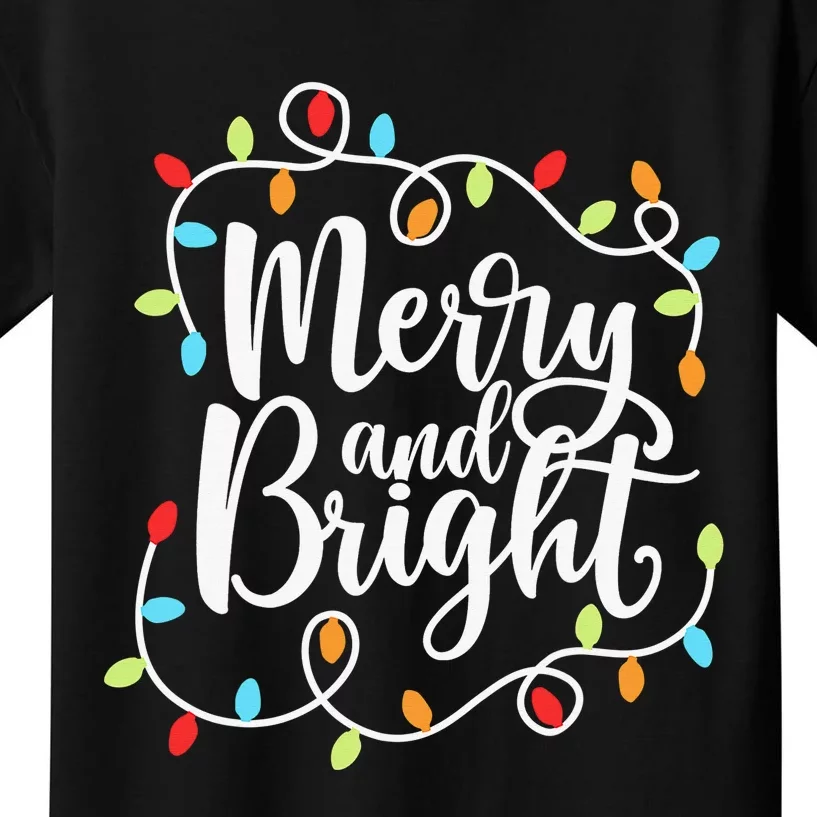 Funny Merry and Bright Christmas Lights Xmas Holiday Kids T-Shirt