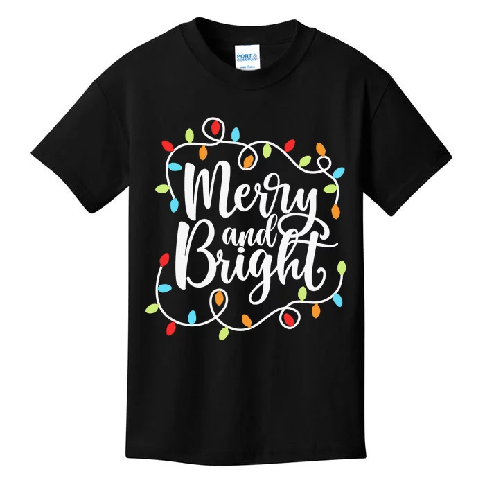 Funny Merry and Bright Christmas Lights Xmas Holiday Kids T-Shirt