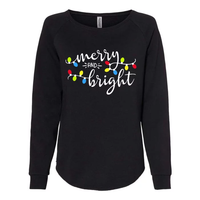 Funny Merry And Bright Christmas Lights Xmas Holiday Womens California Wash Sweatshirt