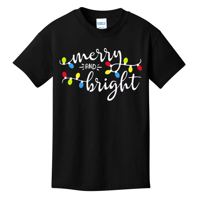 Funny Merry And Bright Christmas Lights Xmas Holiday Kids T-Shirt