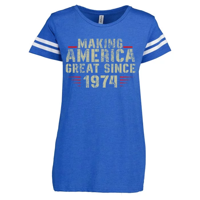 Funny Making America Great Since 1974 Design 48th Birthday Enza Ladies Jersey Football T-Shirt