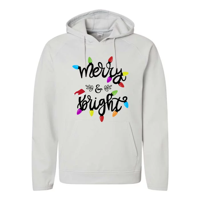 Funny Merry And Bright Christmas Lights Gift Performance Fleece Hoodie