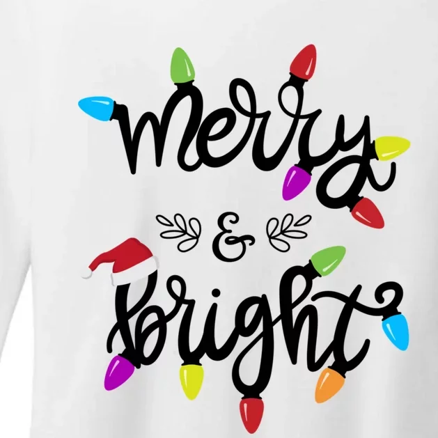 Funny Merry And Bright Christmas Lights Gift Womens CVC Long Sleeve Shirt