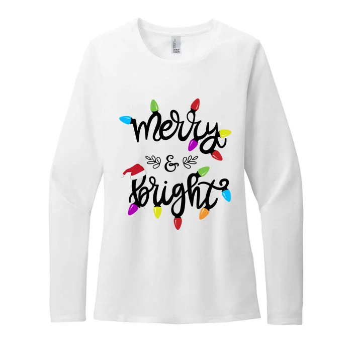 Funny Merry And Bright Christmas Lights Gift Womens CVC Long Sleeve Shirt