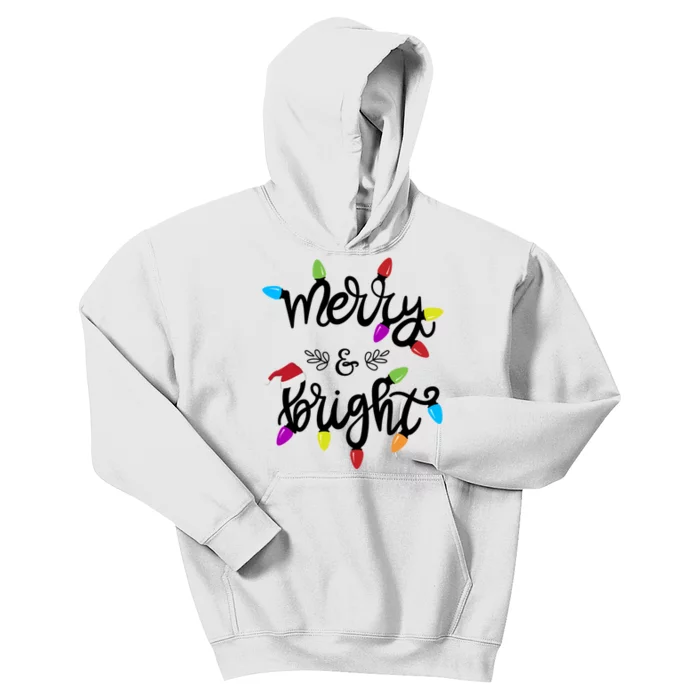 Funny Merry And Bright Christmas Lights Gift Kids Hoodie