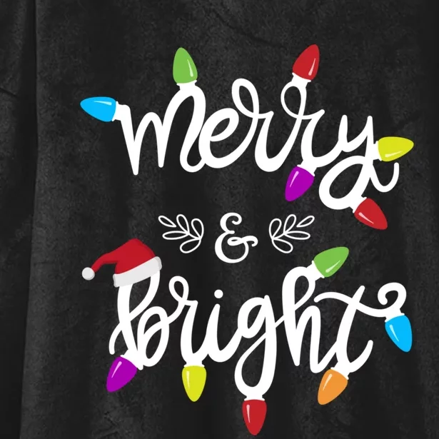 Funny Merry And Bright Christmas Lights Gift Hooded Wearable Blanket