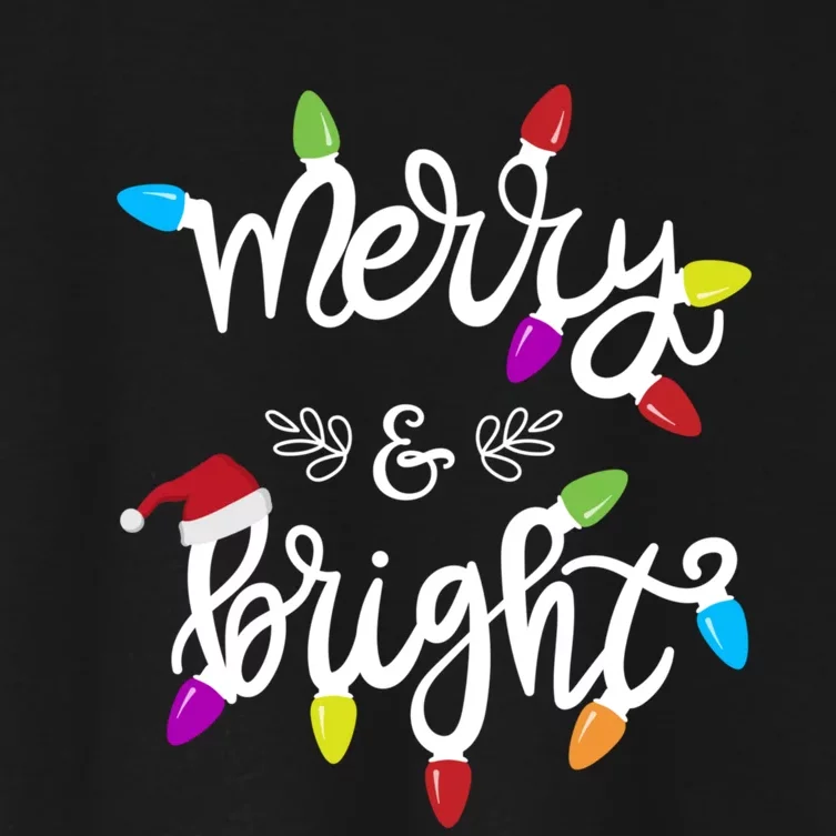 Funny Merry And Bright Christmas Lights Gift Women's Crop Top Tee