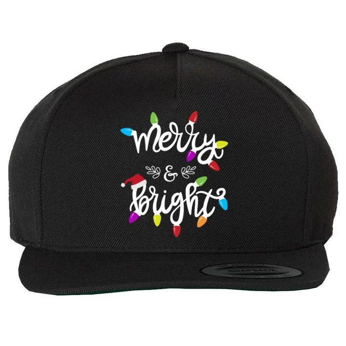 Funny Merry And Bright Christmas Lights Gift Wool Snapback Cap