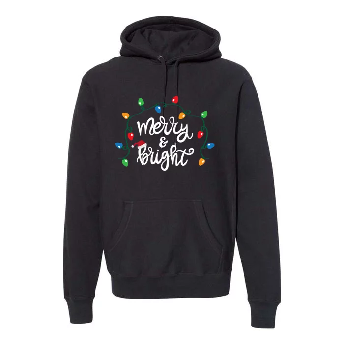 Funny Merry And Bright Christmas Lights Gift Premium Hoodie