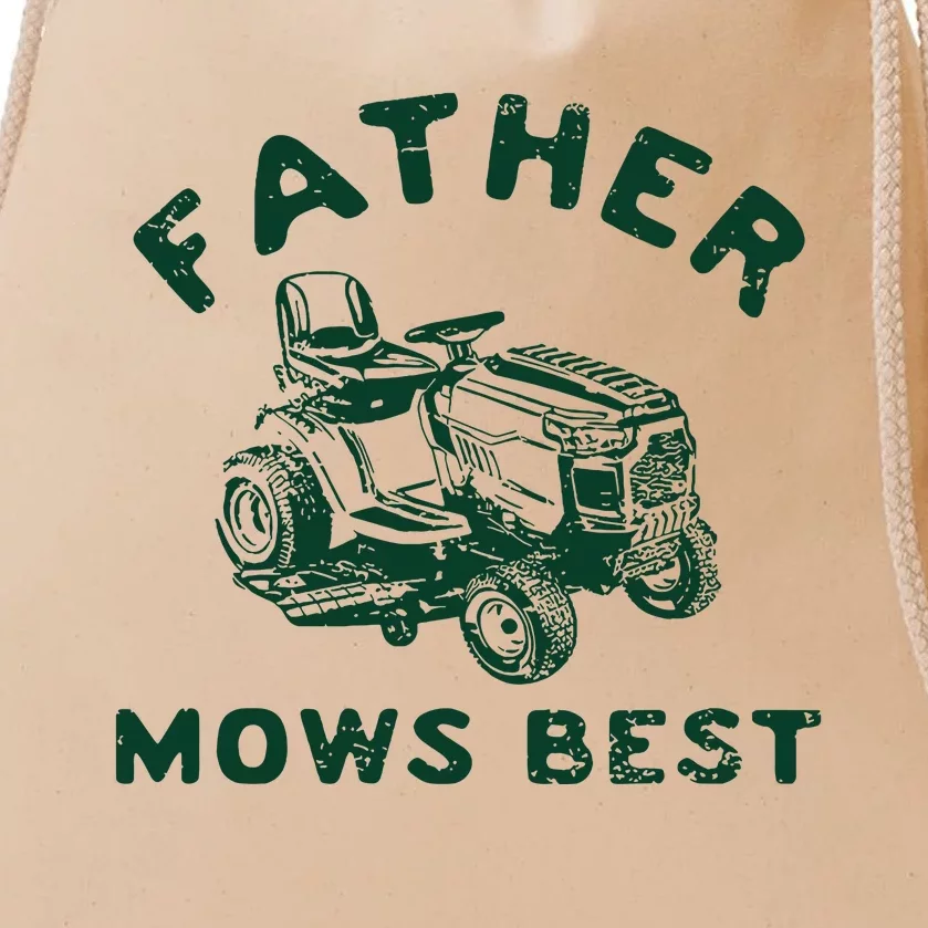 Father Mows Best Drawstring Bag