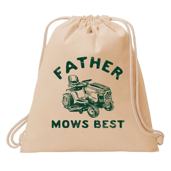 Father Mows Best Drawstring Bag