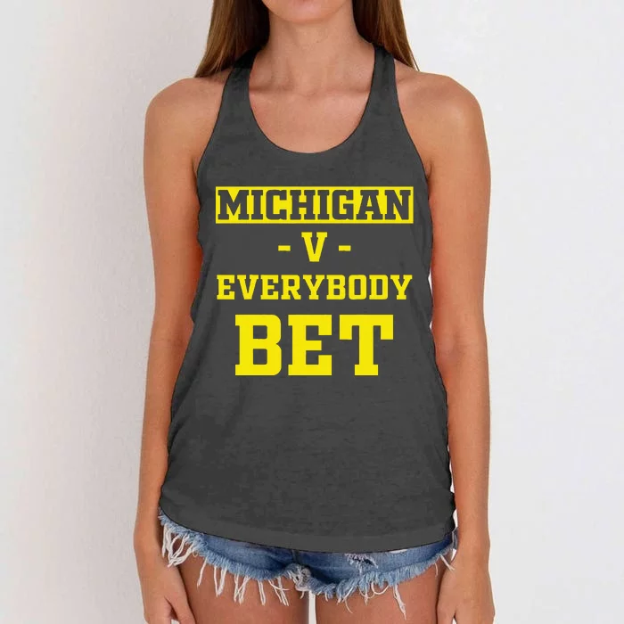 Funny Michigan Bet Gift Dad Women's Knotted Racerback Tank