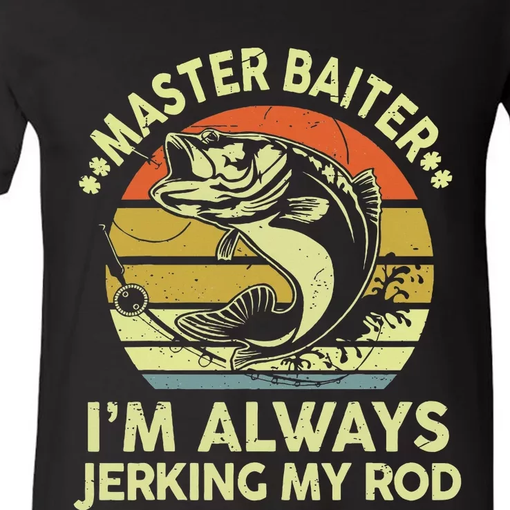 Fishing Master Baiter Funny Bass Dad V-Neck T-Shirt