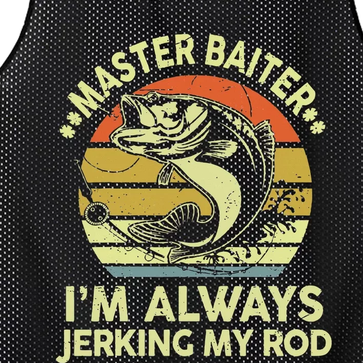 Fishing Master Baiter Funny Bass Dad Mesh Reversible Basketball Jersey Tank