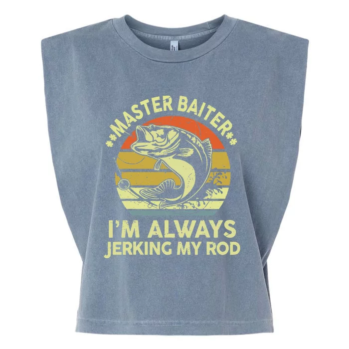 Fishing Master Baiter Funny Bass Dad Garment-Dyed Women's Muscle Tee