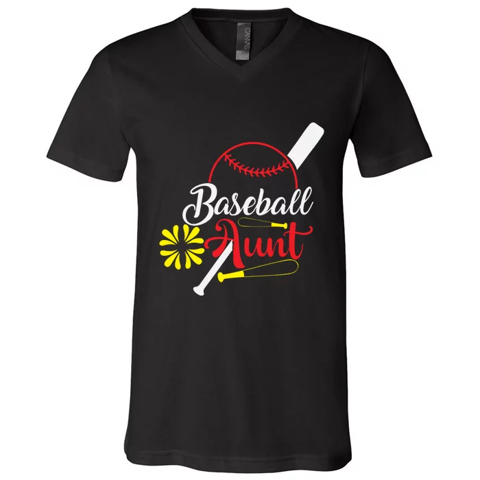 Family Matching Baseball Aunt Gift For Baseball Family V-Neck T-Shirt