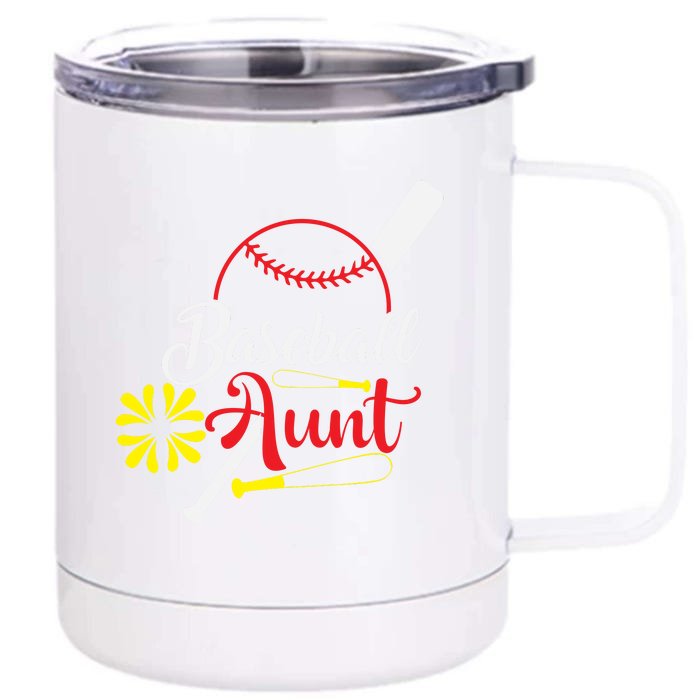 Family Matching Baseball Aunt Gift For Baseball Family Front & Back 12oz Stainless Steel Tumbler Cup