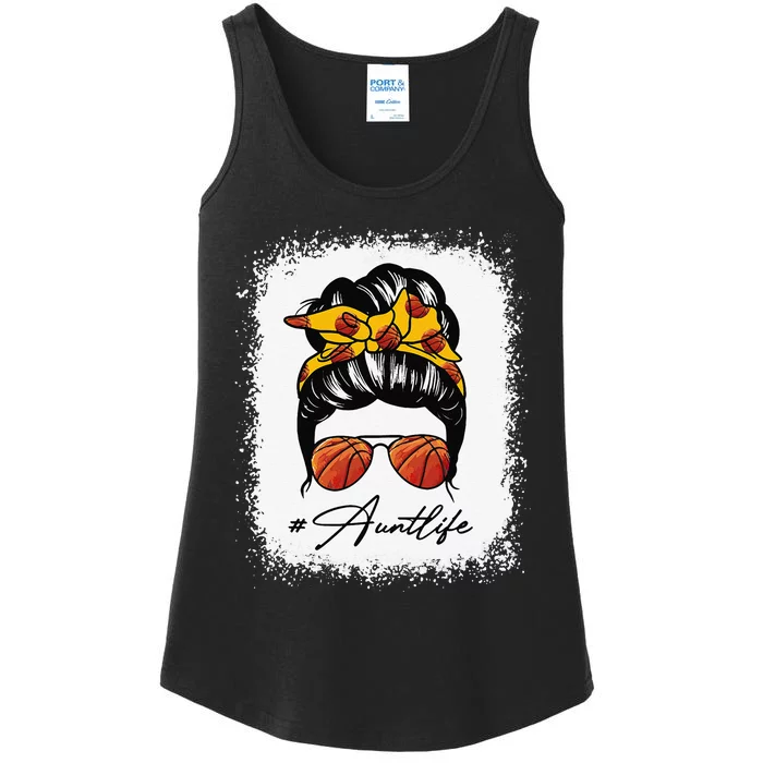 Funny Messy Bun Aunt Life Basketball Mother's Day Gift Ladies Essential Tank