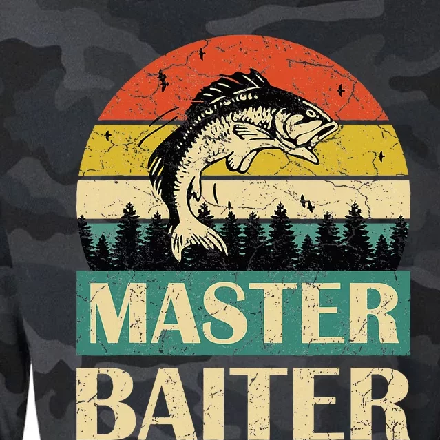 Funny Master Baiter Fishing Fishermen Cropped Pullover Crew