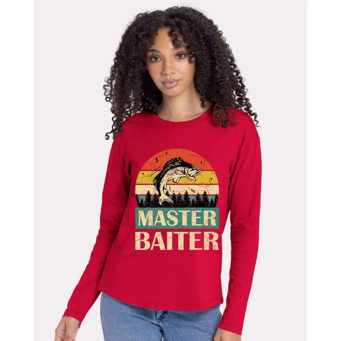 Funny Master Baiter Fishing Fishermen Womens Cotton Relaxed Long Sleeve T-Shirt