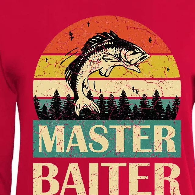 Funny Master Baiter Fishing Fishermen Womens Cotton Relaxed Long Sleeve T-Shirt