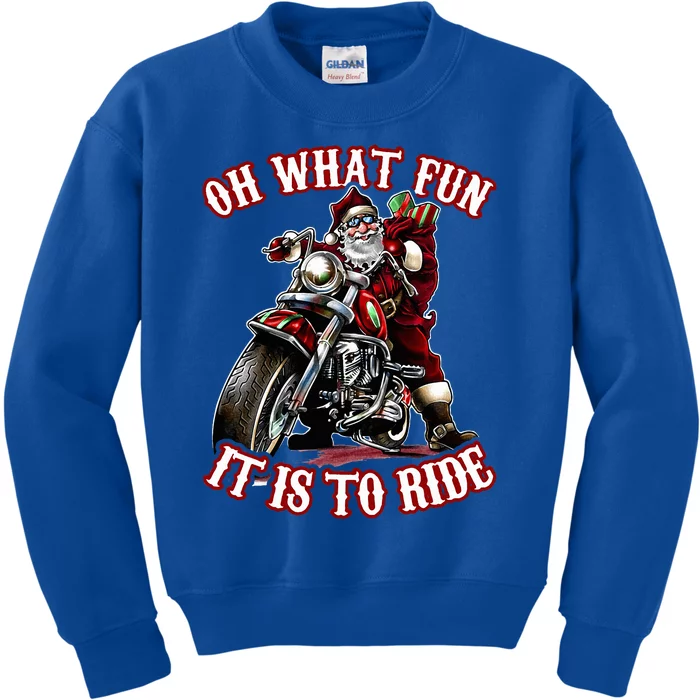 Funny Motorcycle Biker Grandpa Santa Rider Christmas Kids Sweatshirt