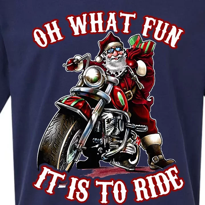 Funny Motorcycle Biker Grandpa Santa Rider Christmas Sueded Cloud Jersey T-Shirt