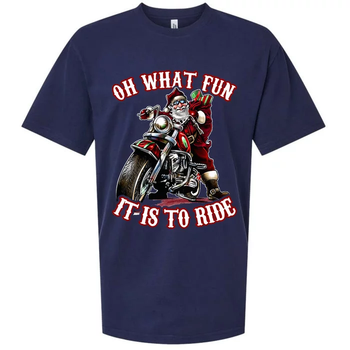 Funny Motorcycle Biker Grandpa Santa Rider Christmas Sueded Cloud Jersey T-Shirt