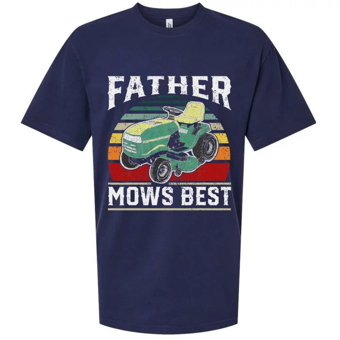 Father Mows Best Vintage Mowing Dad Fathers Day Dad Gift Sueded Cloud Jersey T-Shirt