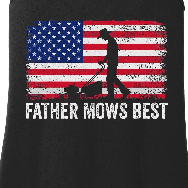 Father Mows Best Lawn Care Dad Mowing Gardener FatherS Day Ladies Essential Tank