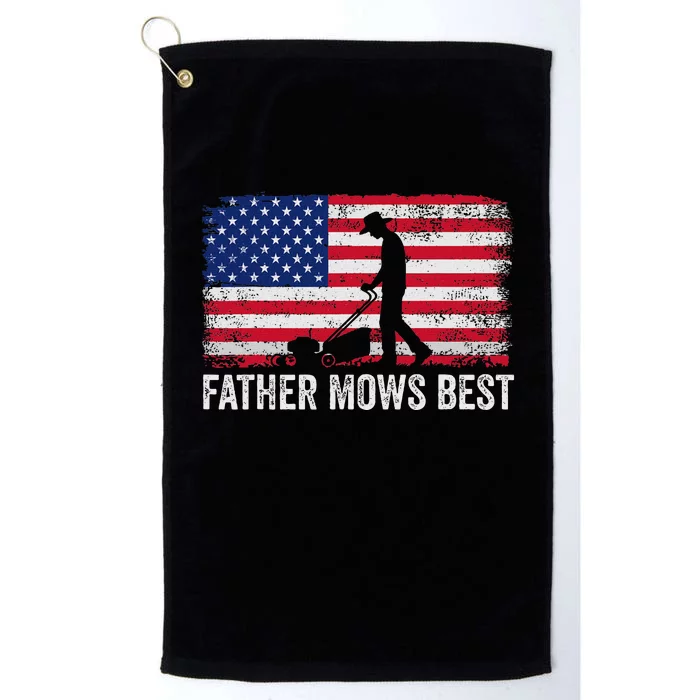 Father Mows Best Lawn Care Dad Mowing Gardener FatherS Day Platinum Collection Golf Towel