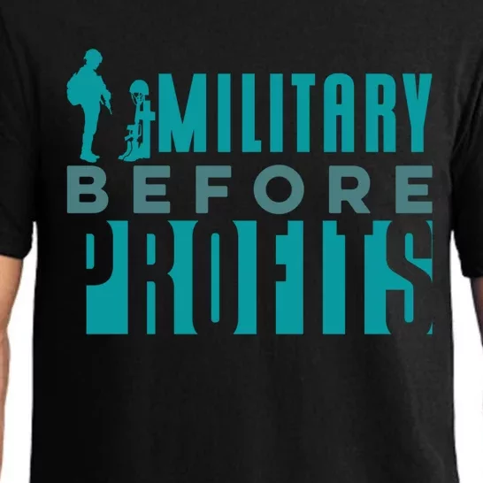 Funny Military Before Profits Cool Army Soldier Armed Forces Funny Gift Pajama Set