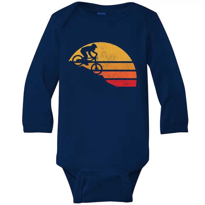 Funny Mountain Bike Vintage Mtb Funny Gift Downhill Biking Cycling Biker Gift Baby Long Sleeve Bodysuit