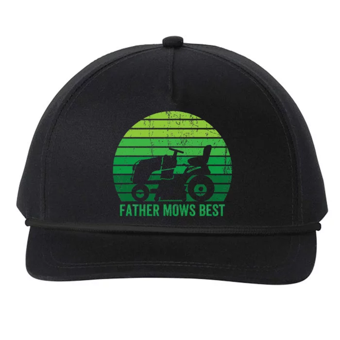 Father Mows Best Lawn Care Dad Mowing Gardener Snapback Five-Panel Rope Hat